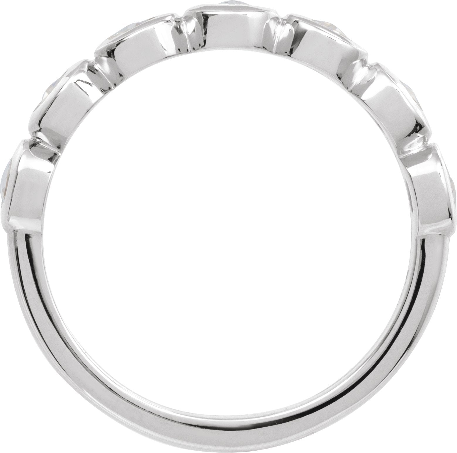 Rose-Cut Lab-Grown Moissanite Stackable Ring - White Gold