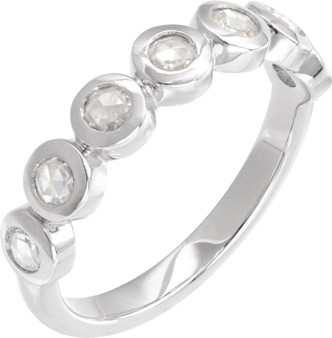 Rose-Cut Lab-Grown Moissanite Stackable Ring - White Gold