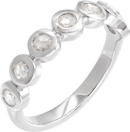 Rose-Cut Lab-Grown Moissanite Stackable Ring - White Gold