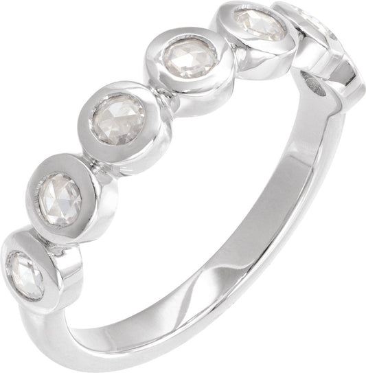 Rose-Cut Lab-Grown Moissanite Stackable Ring - White Gold