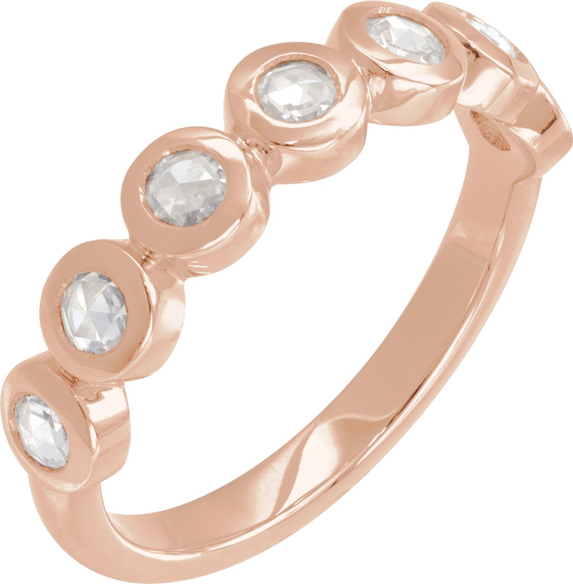 Rose-Cut Lab-Grown Moissanite Stackable Ring - Rose Gold