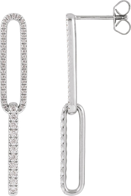 1/2 Ctw Lab-Grown Diamond Elongated Link Earrings