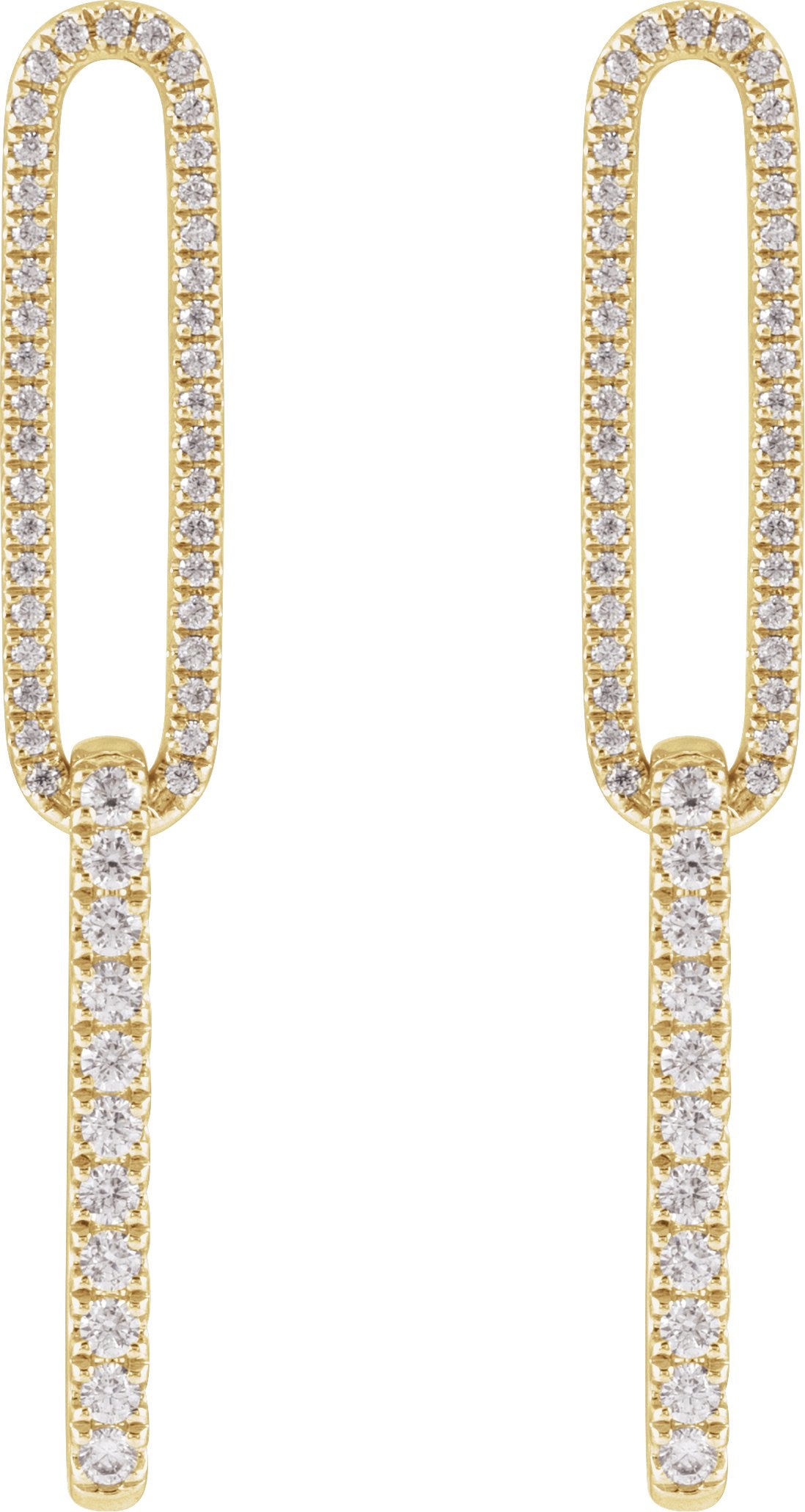 1/2 Ctw Lab-Grown Diamond Elongated Link Earrings - Yellow Gold - Lab Grown Diamond