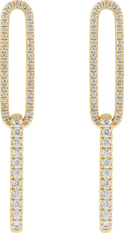 1/2 Ctw Lab-Grown Diamond Elongated Link Earrings - Yellow Gold - Lab Grown Diamond
