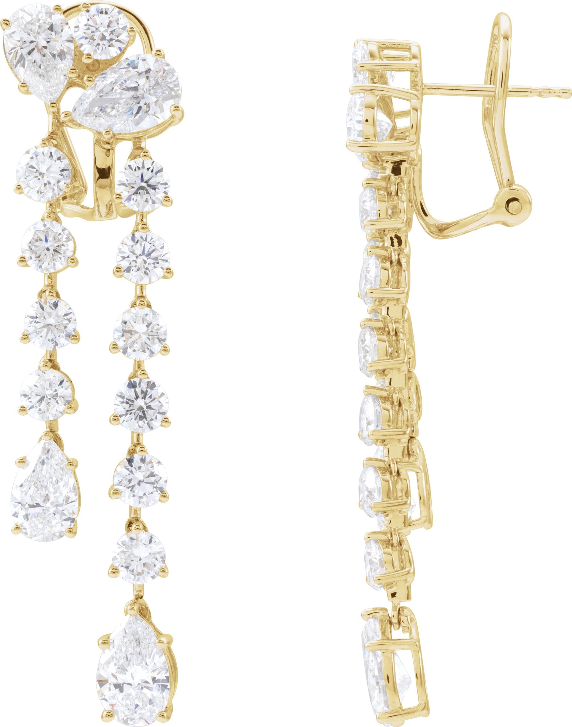 9 1/2 Ctw Lab-Grown Diamond Dangle Earrings - Yellow Gold - Lab Grown Diamond