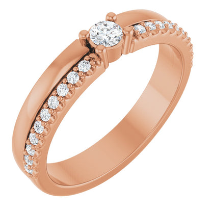 3 mm Round 1-Stone Accented Family Ring Mounting - Rose Gold