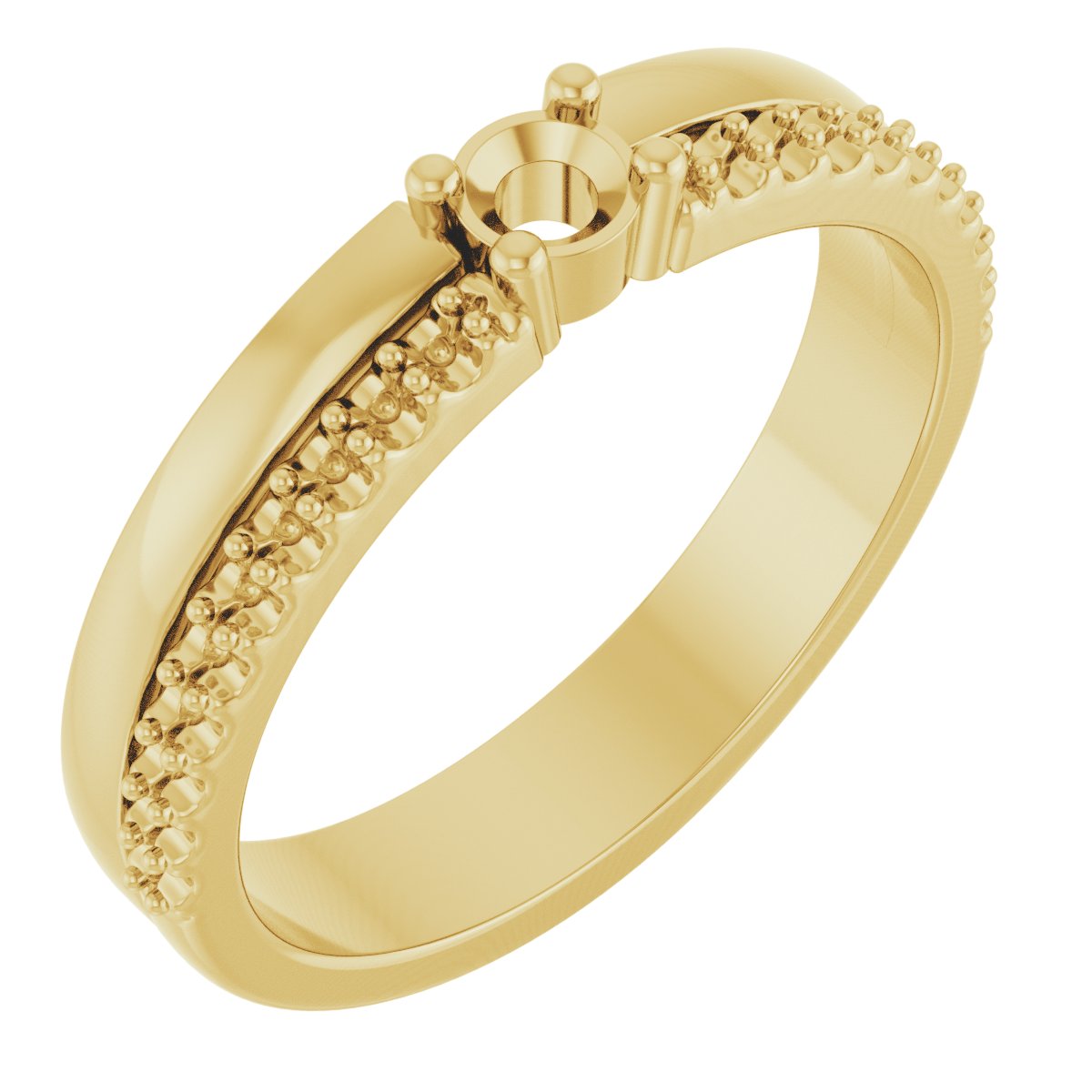 3 mm Round 1-Stone Accented Family Ring Mounting - Yellow Gold