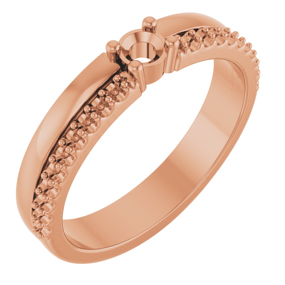 3 mm Round 1-Stone Accented Family Ring Mounting - Rose Gold