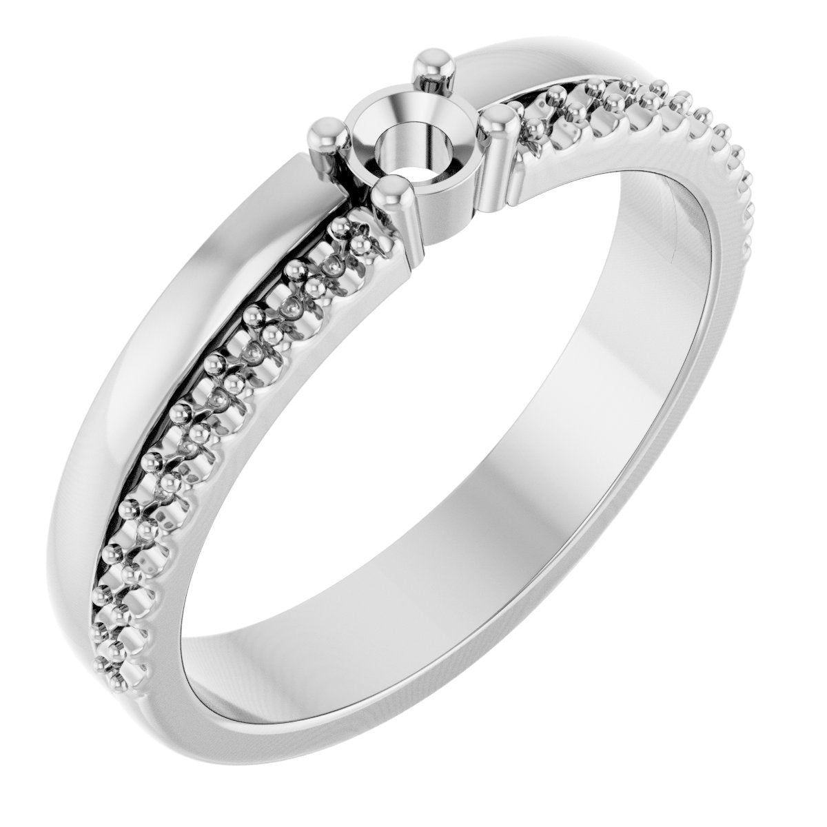 3 mm Round 1-Stone Accented Family Ring Mounting - White Gold