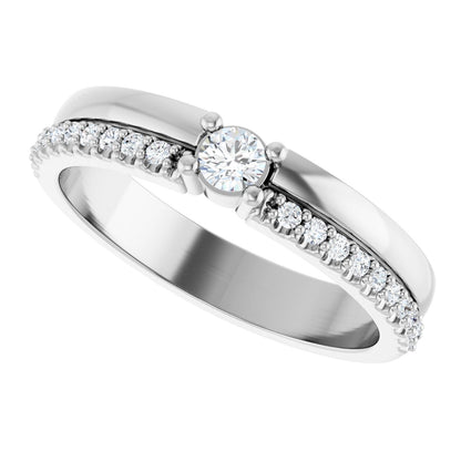 3 mm Round 1-Stone Accented Family Ring Mounting - White Gold