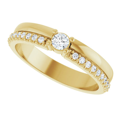 3 mm Round 1-Stone Accented Family Ring Mounting - Yellow Gold