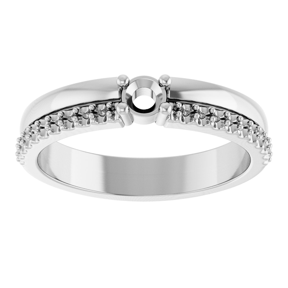 3 mm Round 1-Stone Accented Family Ring Mounting - White Gold