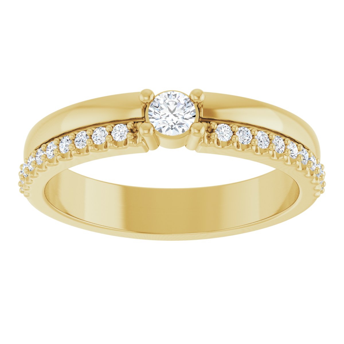 3 mm Round 1-Stone Accented Family Ring Mounting - Yellow Gold