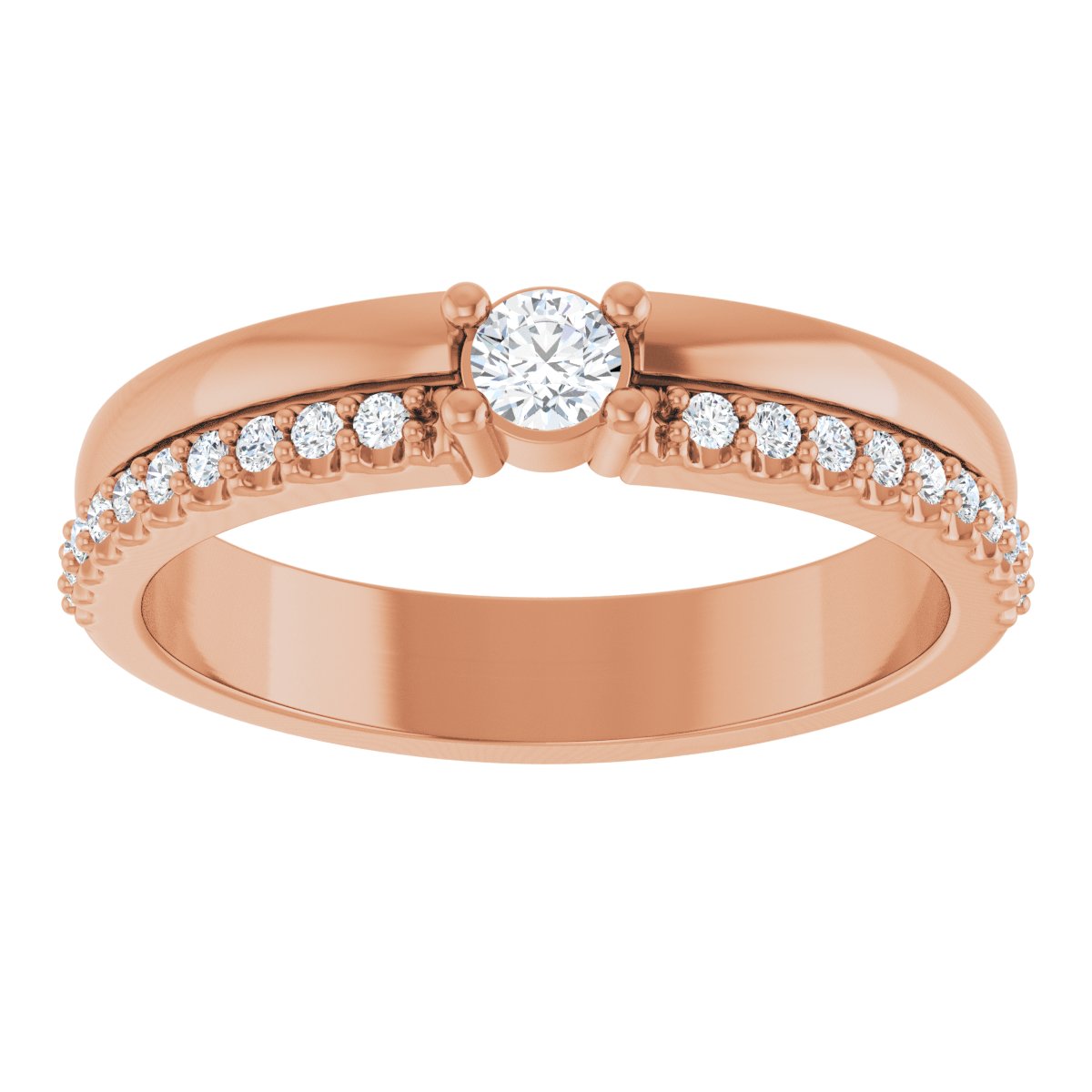 3 mm Round 1-Stone Accented Family Ring Mounting - Rose Gold