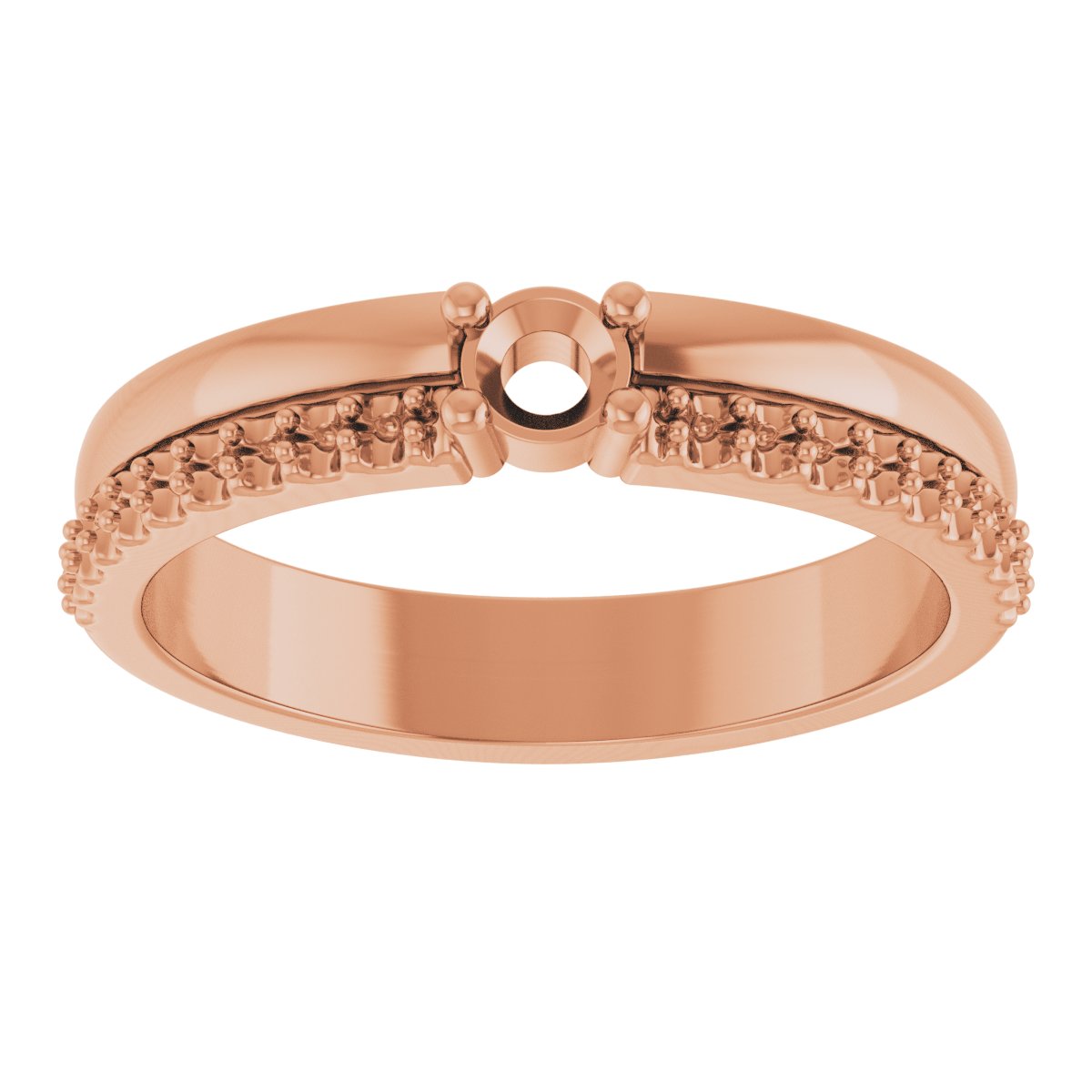 3 mm Round 1-Stone Accented Family Ring Mounting - Rose Gold