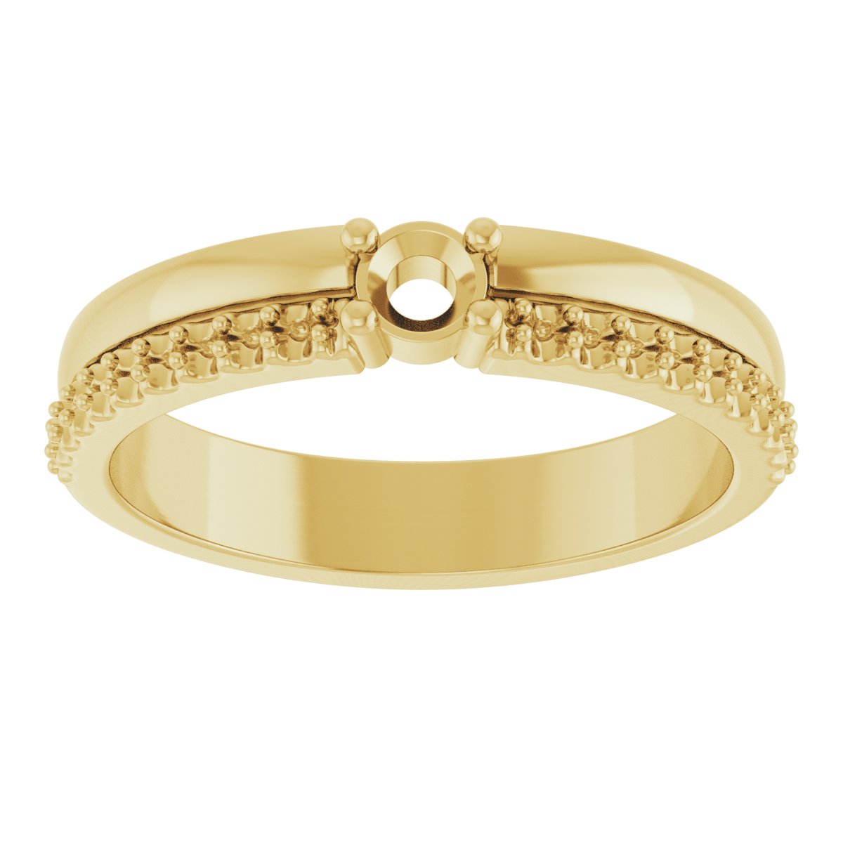 3 mm Round 1-Stone Accented Family Ring Mounting - Yellow Gold