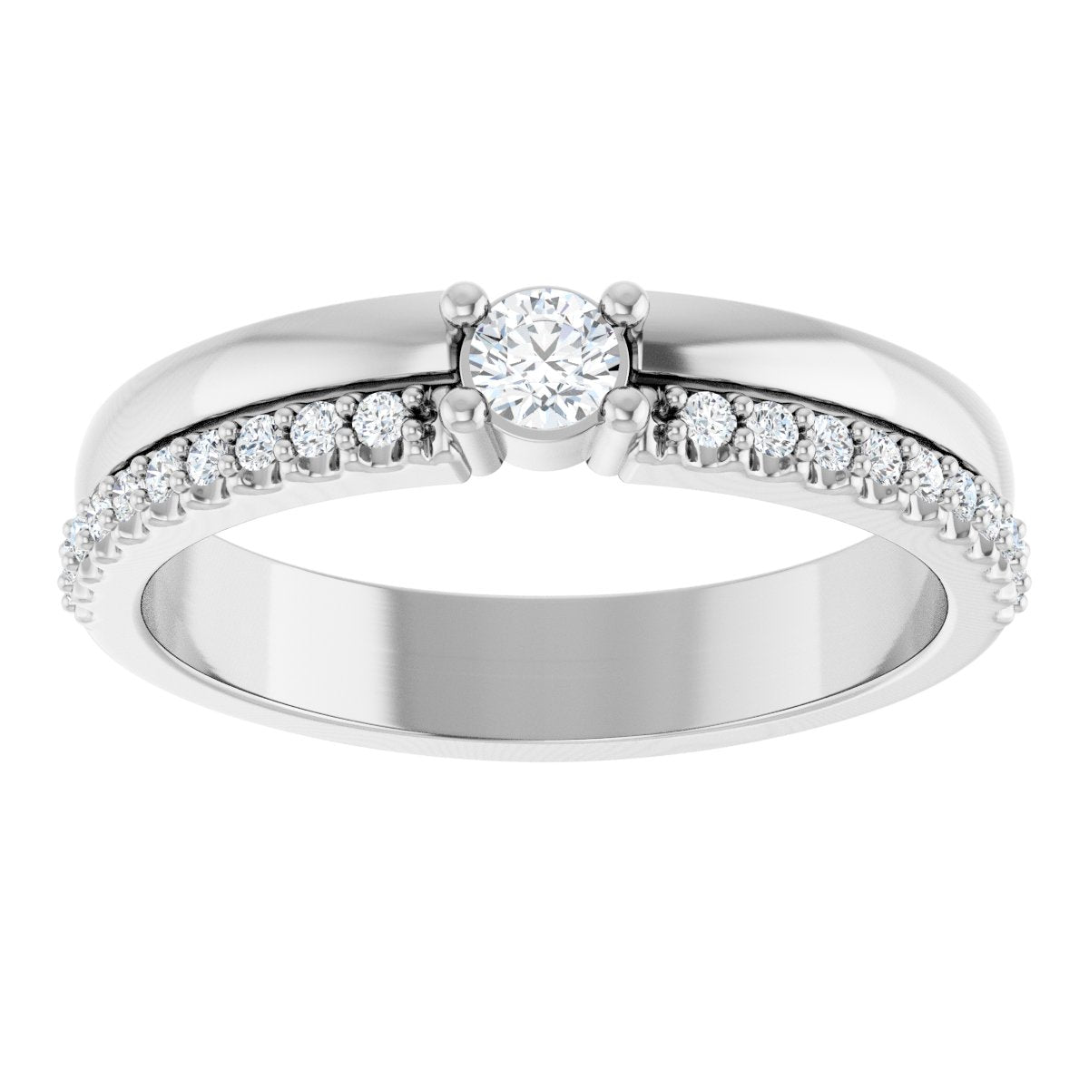 3 mm Round 1-Stone Accented Family Ring Mounting - White Gold