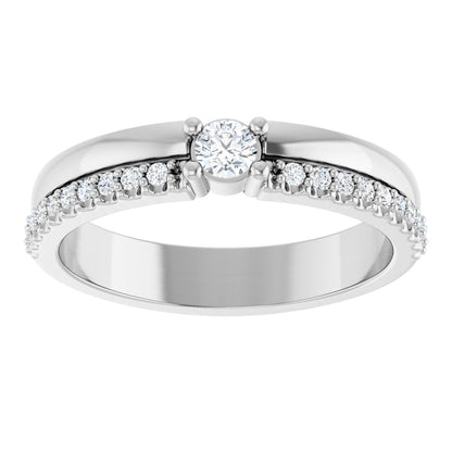 3 mm Round 1-Stone Accented Family Ring Mounting - White Gold
