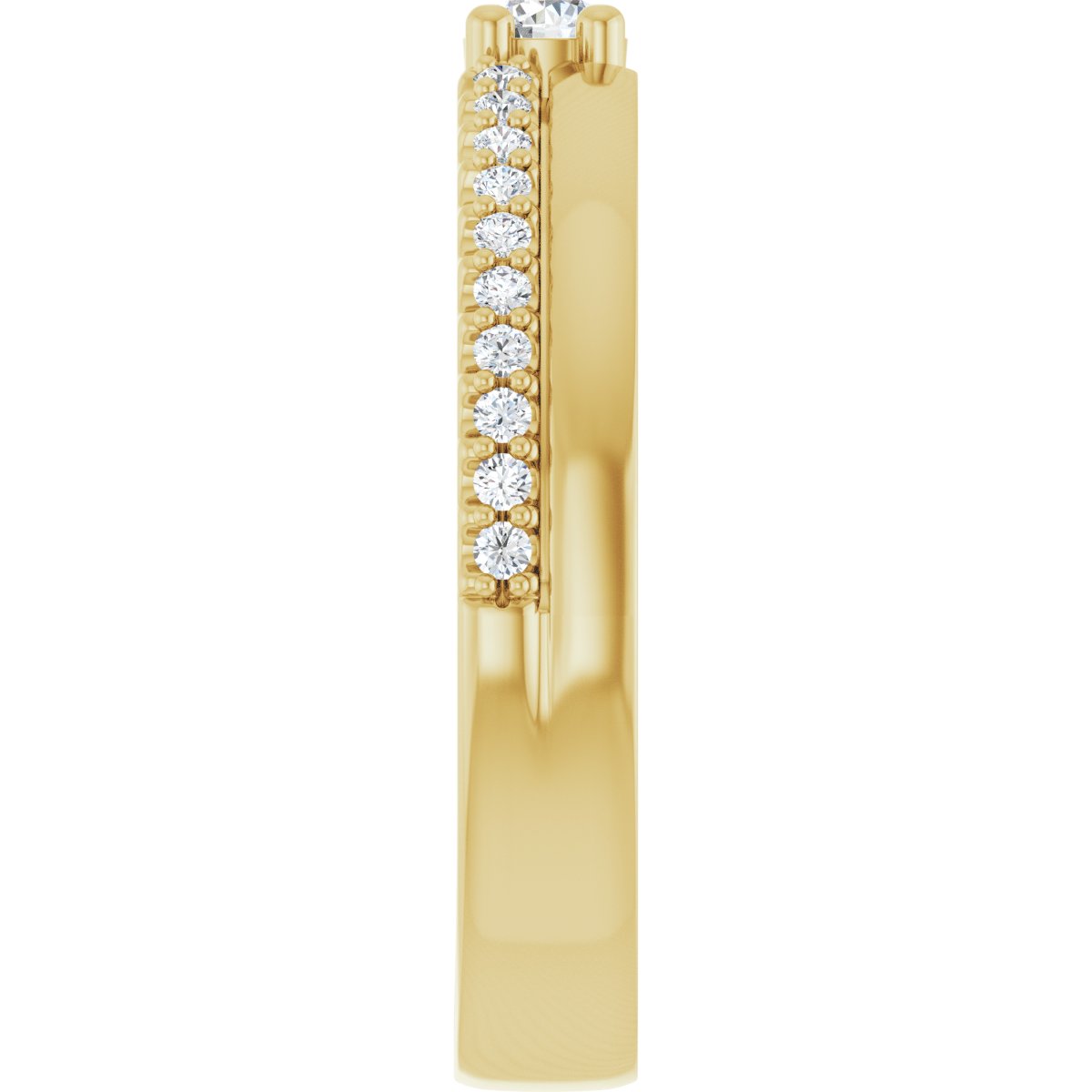 3 mm Round 1-Stone Accented Family Ring Mounting - Yellow Gold