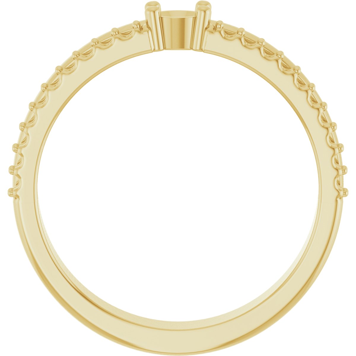 3 mm Round 1-Stone Accented Family Ring Mounting - Yellow Gold