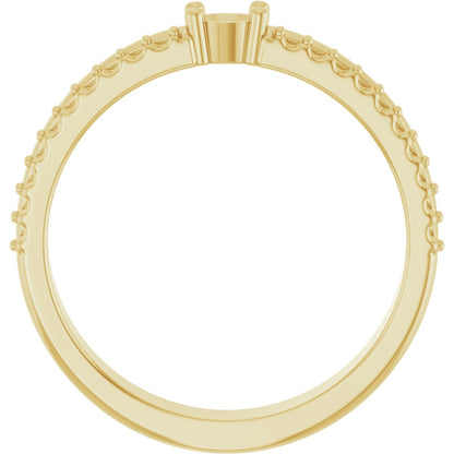 3 mm Round 1-Stone Accented Family Ring Mounting - Yellow Gold