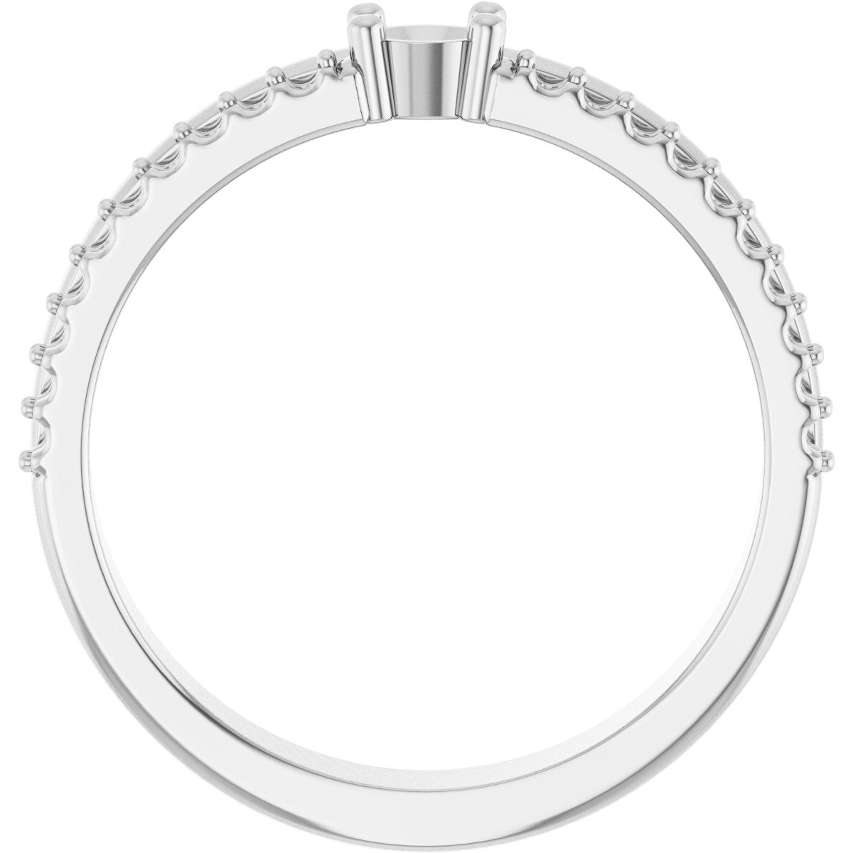 3 mm Round 1-Stone Accented Family Ring Mounting - White Gold