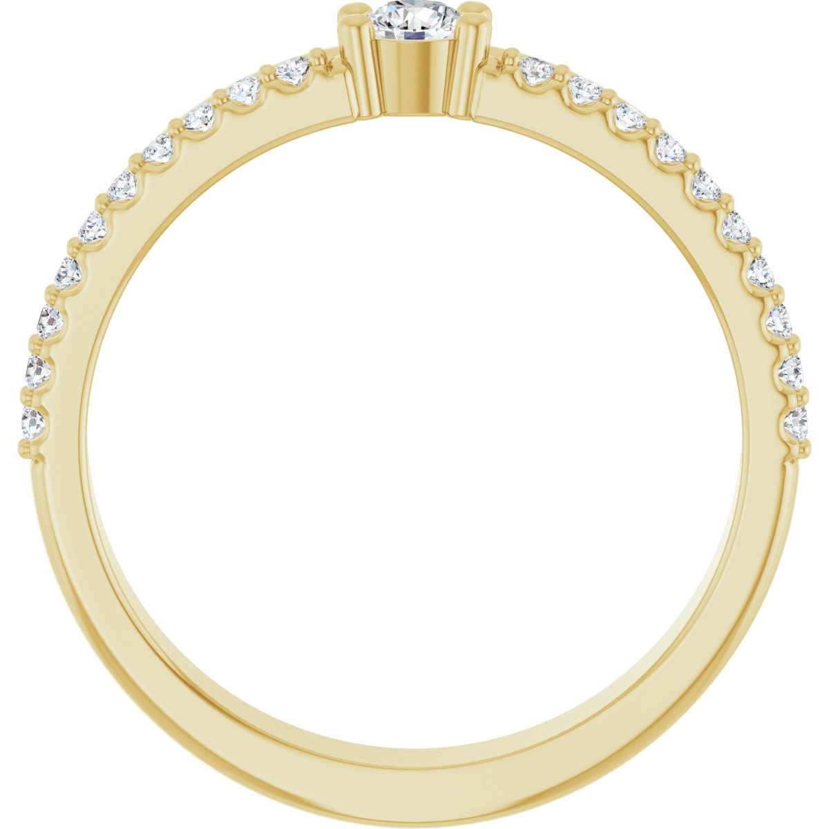 3 mm Round 1-Stone Accented Family Ring Mounting - Yellow Gold