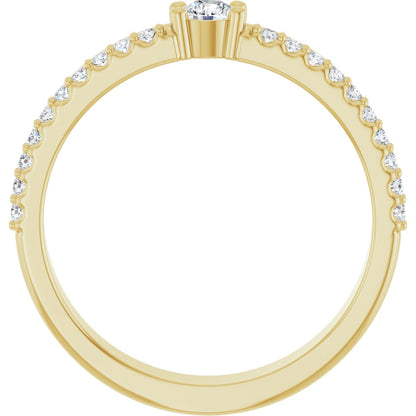 3 mm Round 1-Stone Accented Family Ring Mounting - Yellow Gold