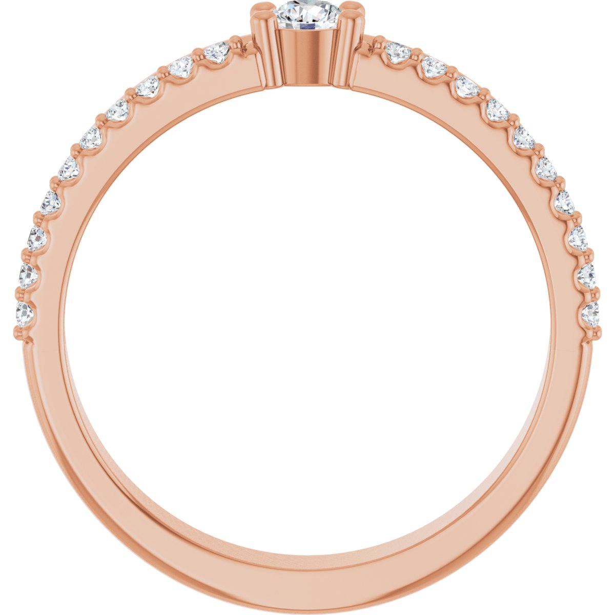 3 mm Round 1-Stone Accented Family Ring Mounting - Rose Gold