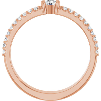 3 mm Round 1-Stone Accented Family Ring Mounting - Rose Gold
