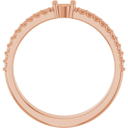 3 mm Round 1-Stone Accented Family Ring Mounting - Rose Gold