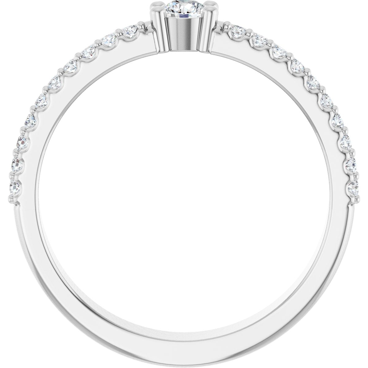 3 mm Round 1-Stone Accented Family Ring Mounting - White Gold