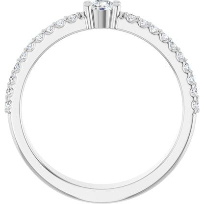 3 mm Round 1-Stone Accented Family Ring Mounting - White Gold