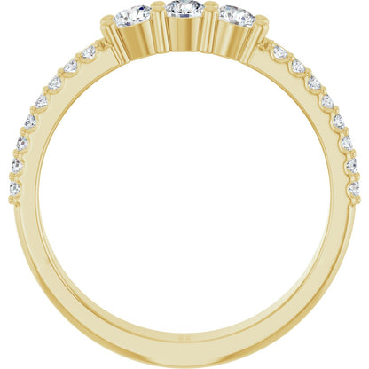 3 mm Round 3-Stone Accented Family Ring Mounting - Yellow Gold