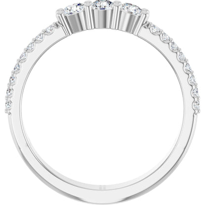 3 mm Round 3-Stone Accented Family Ring Mounting - White Gold