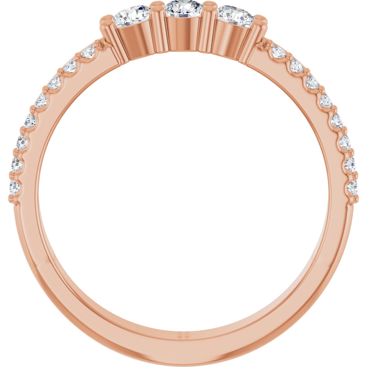 3 mm Round 3-Stone Accented Family Ring Mounting - Rose Gold