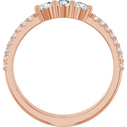 3 mm Round 3-Stone Accented Family Ring Mounting - Rose Gold