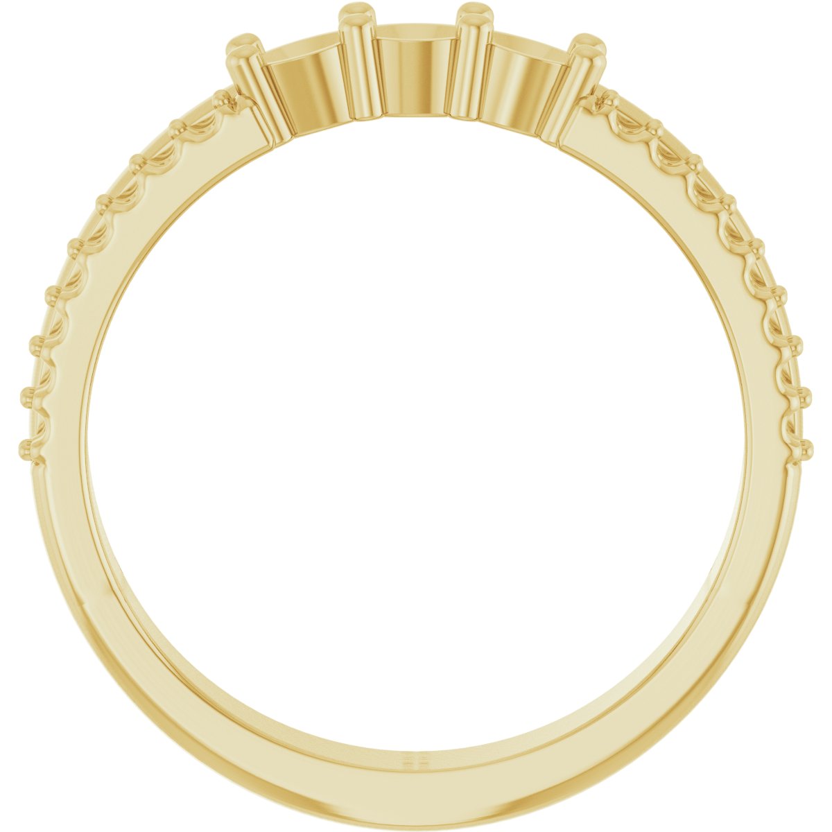 3 mm Round 3-Stone Accented Family Ring Mounting - Yellow Gold