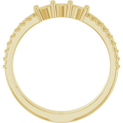 3 mm Round 3-Stone Accented Family Ring Mounting - Yellow Gold