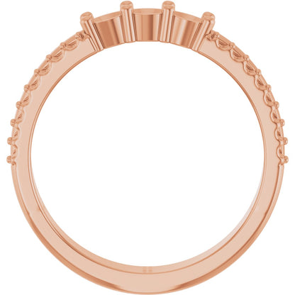 3 mm Round 3-Stone Accented Family Ring Mounting - Rose Gold