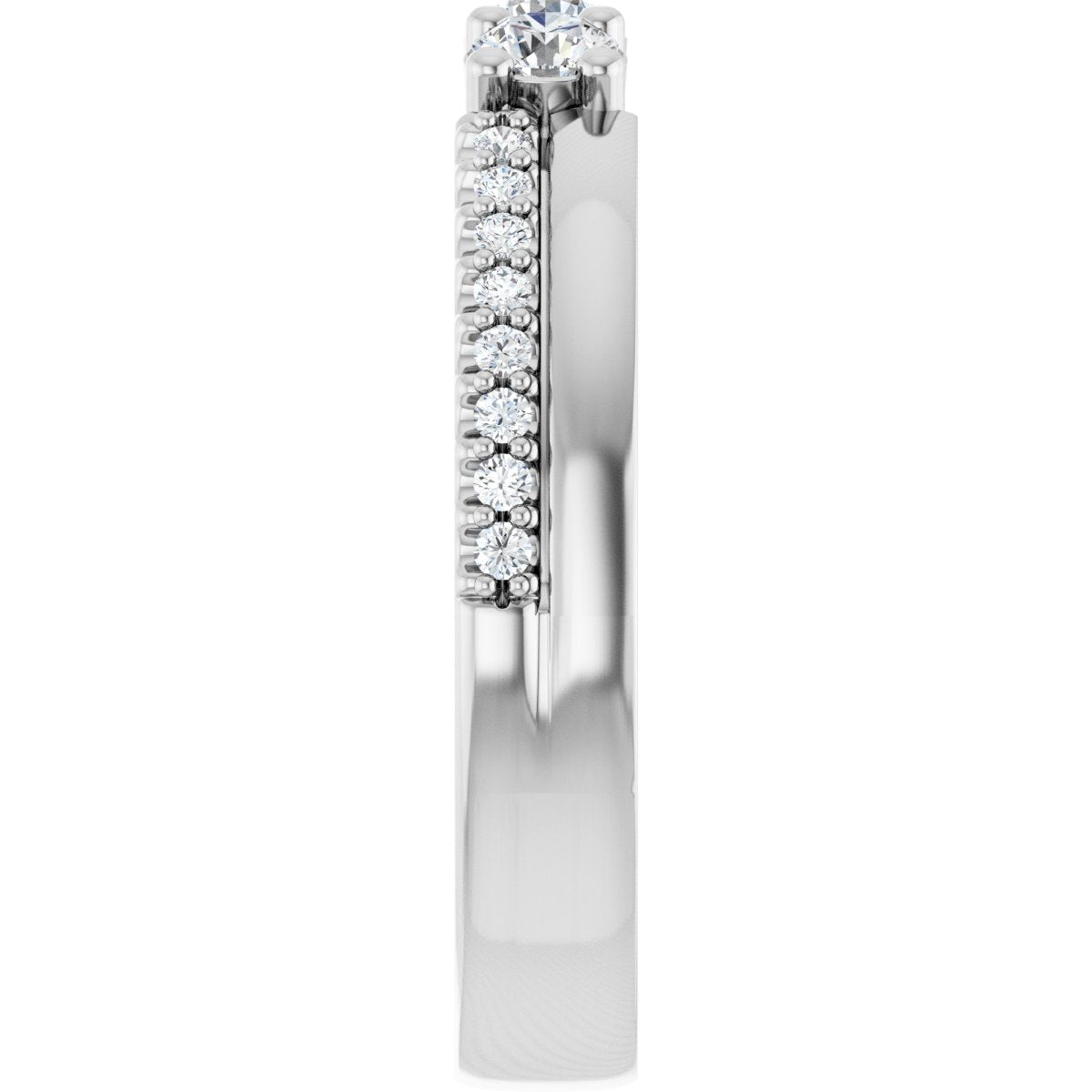 3 mm Round 3-Stone Accented Family Ring Mounting - White Gold