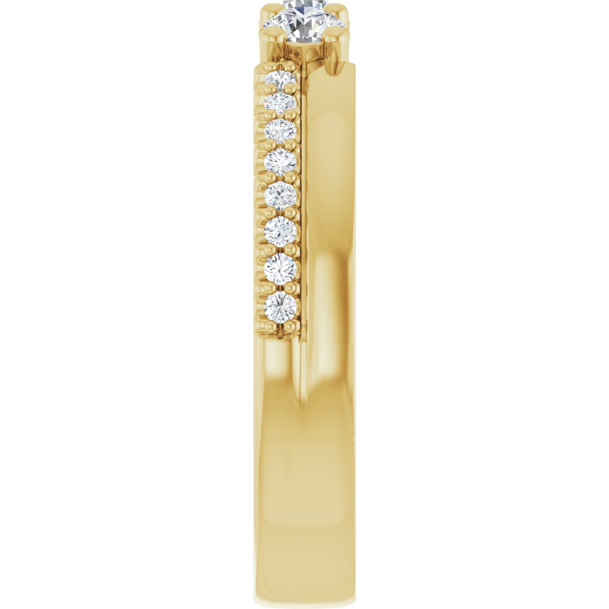 3 mm Round 3-Stone Accented Family Ring Mounting - Yellow Gold