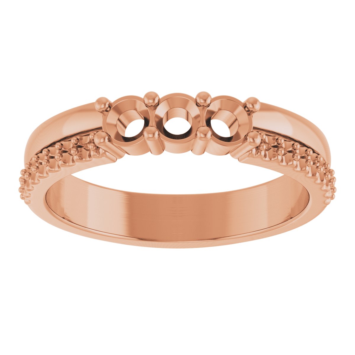 3 mm Round 3-Stone Accented Family Ring Mounting - Rose Gold