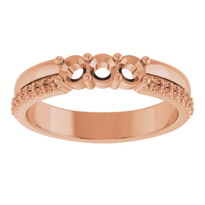 3 mm Round 3-Stone Accented Family Ring Mounting - Rose Gold