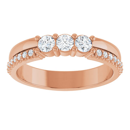 3 mm Round 3-Stone Accented Family Ring Mounting - Rose Gold
