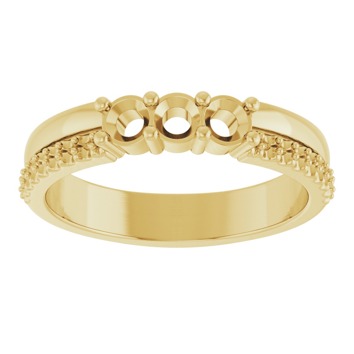 3 mm Round 3-Stone Accented Family Ring Mounting - Yellow Gold