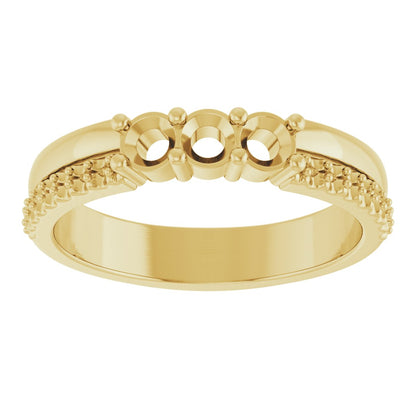 3 mm Round 3-Stone Accented Family Ring Mounting - Yellow Gold