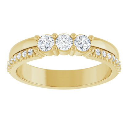 3 mm Round 3-Stone Accented Family Ring Mounting - Yellow Gold