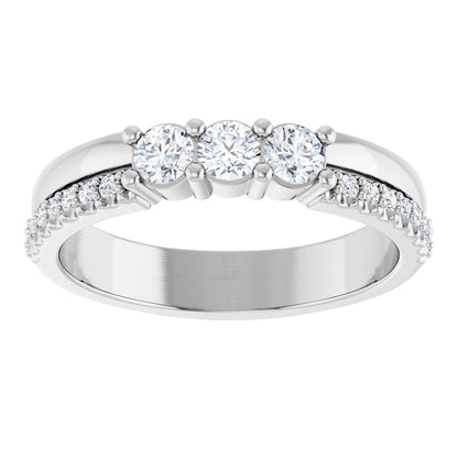 3 mm Round 3-Stone Accented Family Ring Mounting - White Gold