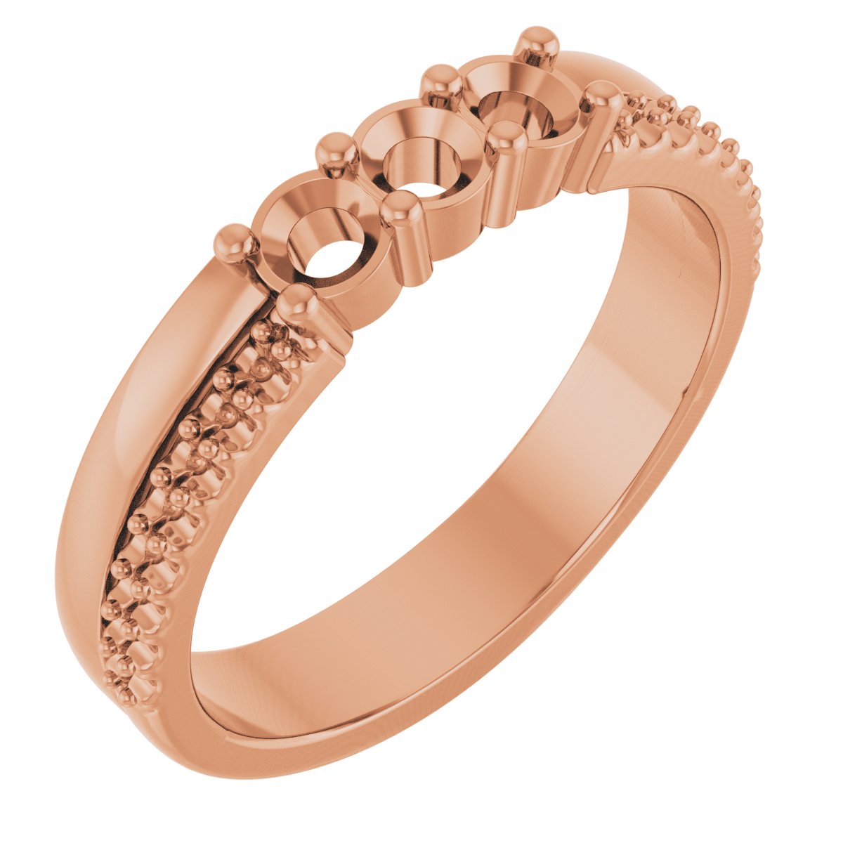 3 mm Round 3-Stone Accented Family Ring Mounting - Rose Gold